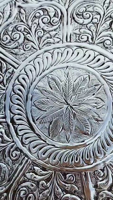 Antique finish German silver Round flower chowki/ stool/ singhasan